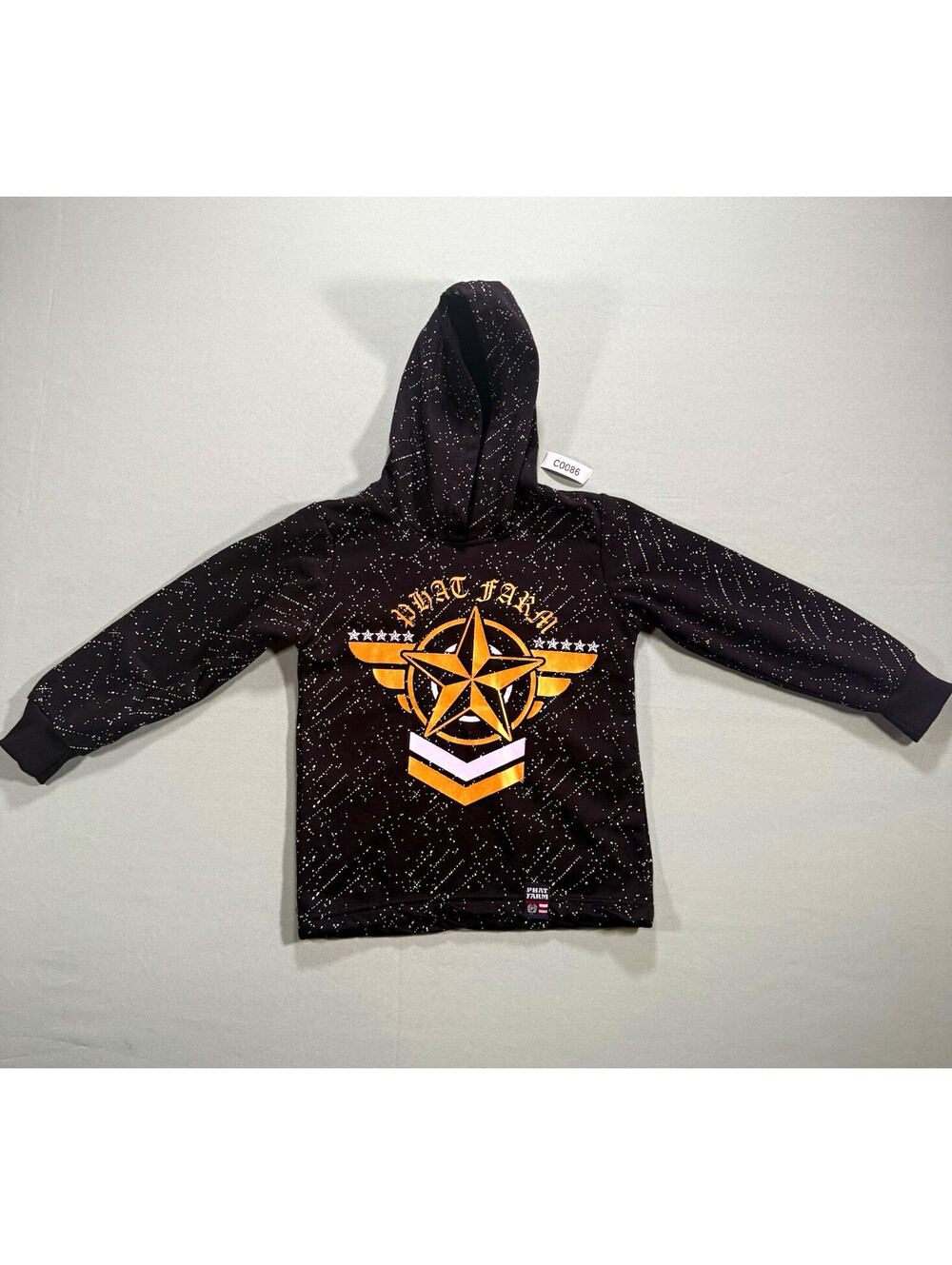Phat Farm Toddler Pullover Hoodie Black Splatter Graphic Print Long Sleeve 3T